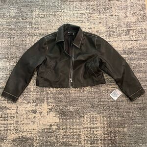 ASOS design black cropped faux leather jacket